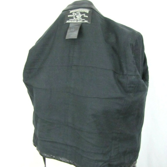 TRUE RELIGION Black Leather Jacket SP moto biker - Picture 7 of 8